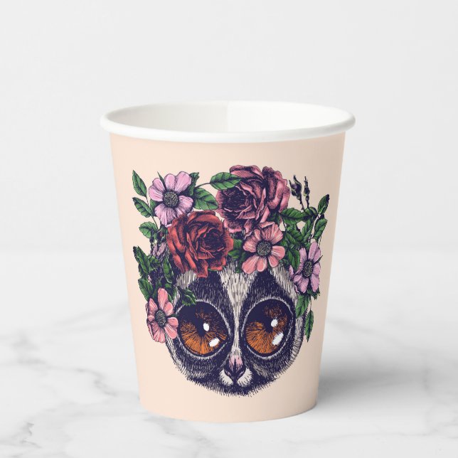 Sweet Floral Lemur Paper Cups (Left)