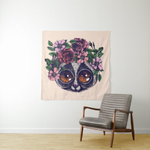 Sweet Floral Lemur Tapestry