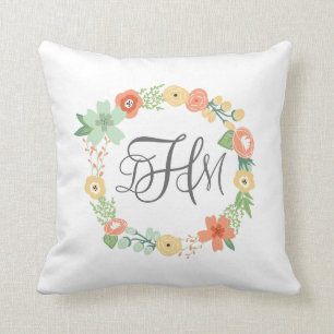 Sweet Floral Monogram Pillow