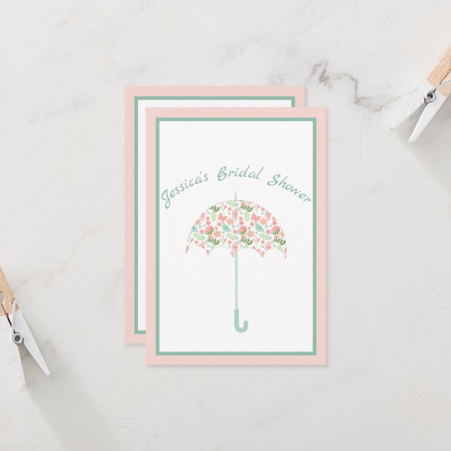 Sweet Floral Parapluie nuptiale Invitation douche (Devant/Arrière en situation)