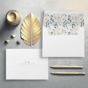 Sweet Floral Pattern Dusty Blue Gold ID1045 Envelope