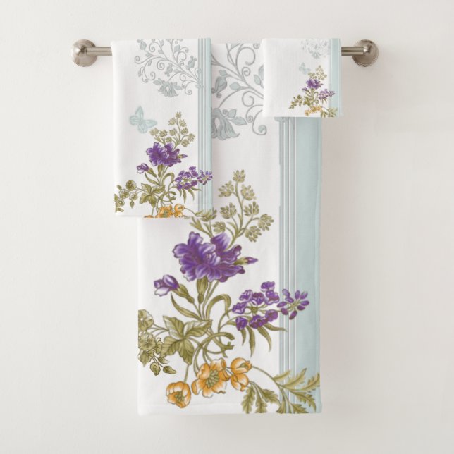 Sweet Floral Stems Bath Towel Set (Insitu)