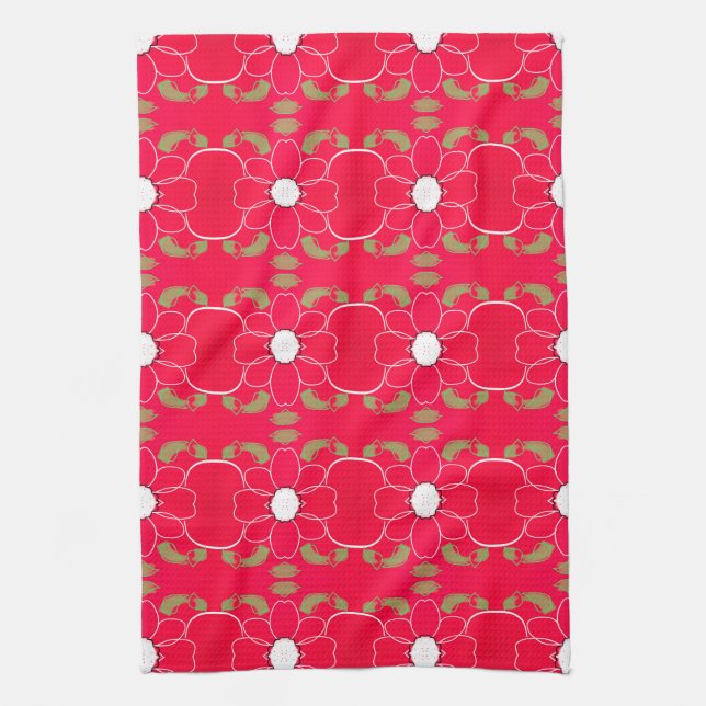 Sweet Floral Tea-Towel With a Modern Print Kitchen Towel (Vertical)
