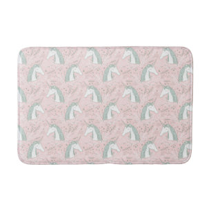 Sweet Floral Unicorn Pattern Bath Mat