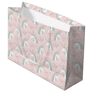 Sweet Floral Unicorn Pattern Large Gift Bag