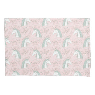 Sweet Floral Unicorn Pattern Pillowcase
