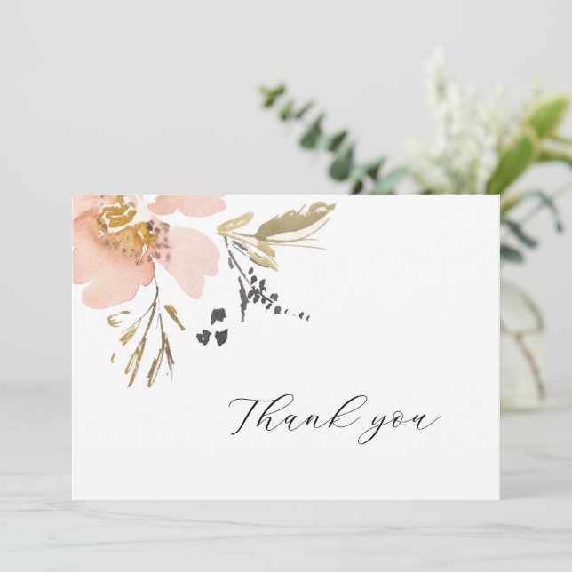 Sweet Floral Watercolor Thank You Wedding Card (Standing Front)