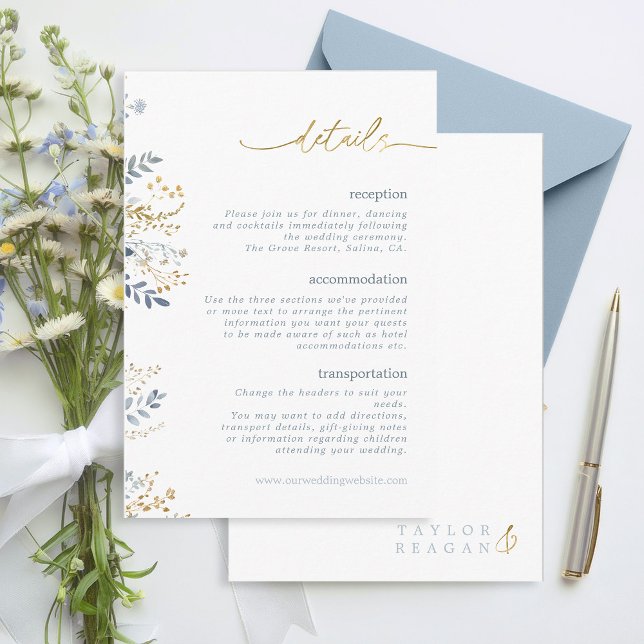 Sweet Floral Wedding Details ID1045 Enclosure Card (Creator Uploaded)