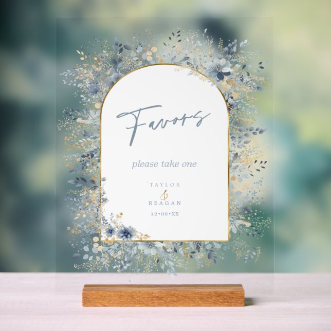 Sweet Floral Wedding Favours ID1045 Acrylic Sign (Neutral)