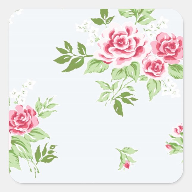 sweet flower design square sticker (Front)
