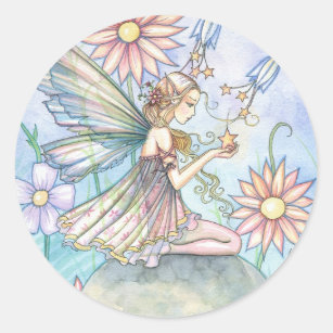 Sweet Flower Fairy Art by Molly Harrison Classic Round Sticker