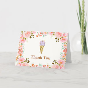 Sweet Flower Garden Scoop Ice Cream Baby Shower  Thank You Card