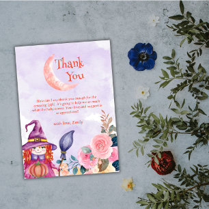 Sweet Flower Pumpkin Witch Baby Shower Thank You Card