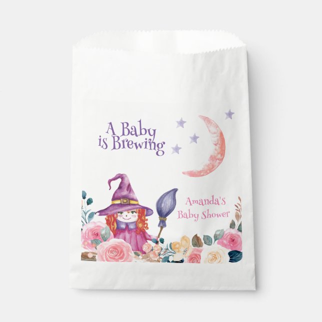 Sweet Flower Witch Cauldron Baby Brewing Shower  Favour Bag (Front)