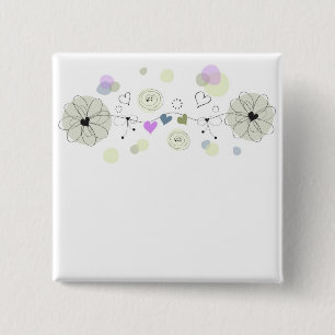 Sweet Flowers 2 Inch Square Button