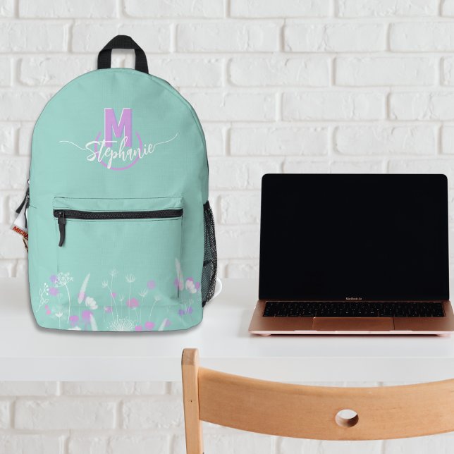 Sweet flowers monogrammed  printed backpack (Creator Uploaded)