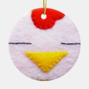 Sweet fluffy chicken ceramic ornament