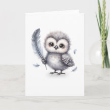 Sweet Fluffy Owl Greeting Card for Thoughtful Note