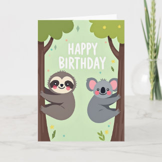 Sweet Forest Animal Birthday Card