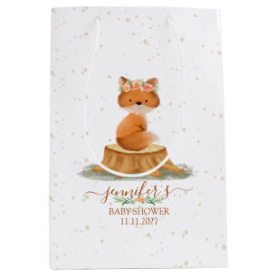Sweet Forest Fox Baby Shower Wildflowers Medium Gift Bag