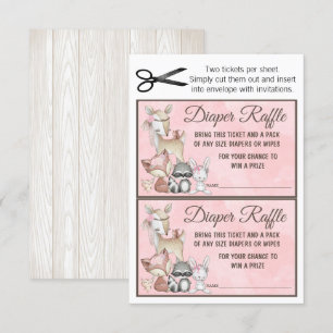 Sweet Forest Woodland Girls Diaper Raffle Insert Invitation