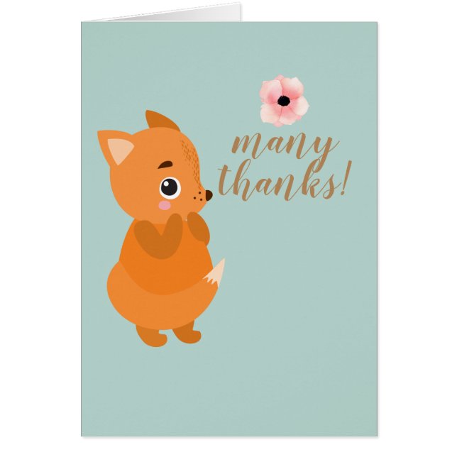 Sweet Fox Baby shower Merci note (Devant)