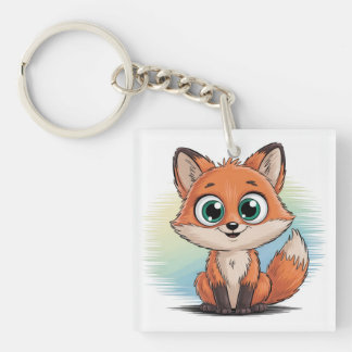 Sweet Fox Cartoon | Adorable Animal Illustration Keychain