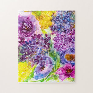 Sweet Fragility Modern Floral Watercolor Jigsaw Puzzle