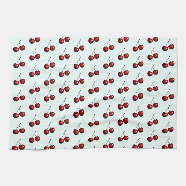 Sweet Fresh Red Cherries Kitchen Towel (Horizontal)