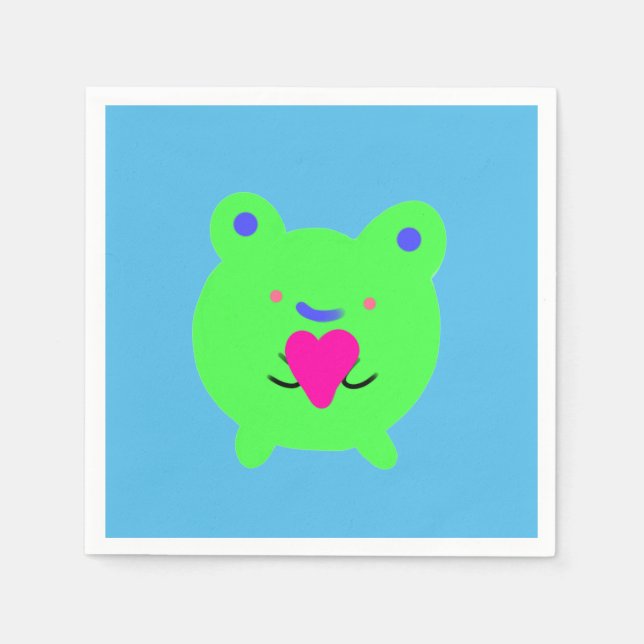 Sweet Frog with Heart Napkin (Front)