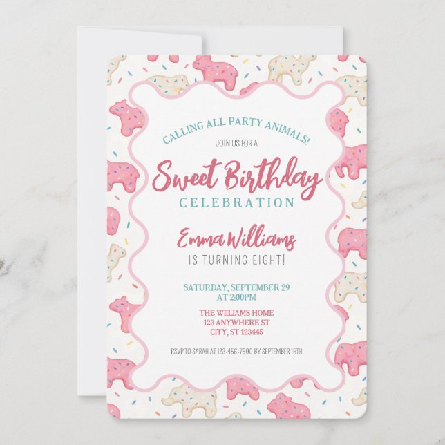 Sweet Frosted Animal Cookies Birthday Invitation (Front)