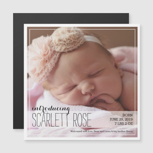 Sweet Full Photo Classic Baby Faire-part (Devant / Derrière)