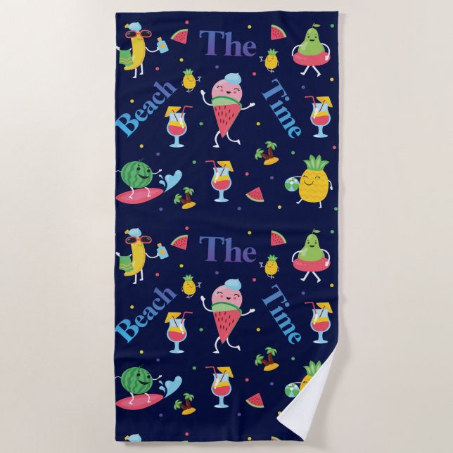Sweet Furits Summer Pattern Beach Towel (Front)