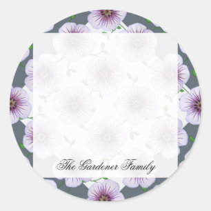 Sweet Garden Pale Blue Geranium Flower onany Classic Round Sticker