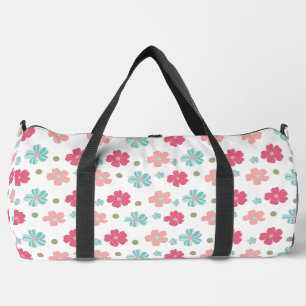 Sweet Geometric Spring Flowers Duffle Bag