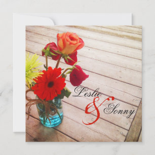 Sweet Gerber Daisy & Roses Wedding Invitation