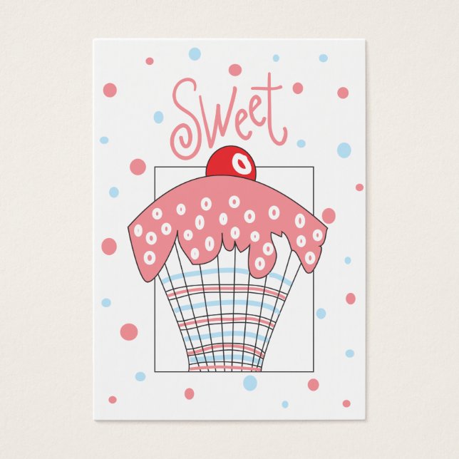 Sweet gift card with cupcake and polka dots (Front)