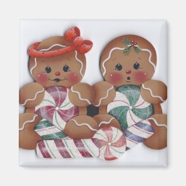 Sweet Gingerbread Candy Twins Kitchen Magnet (Front)