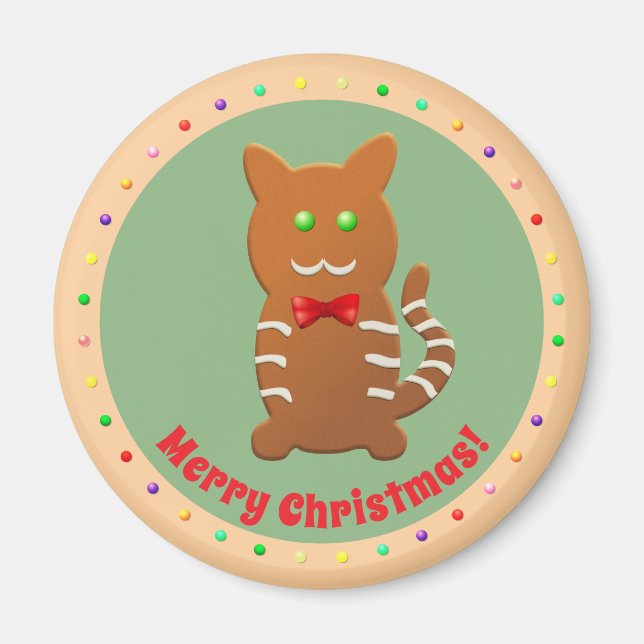  Sweet Gingerbread Cat Cartoon Magnet (Front)
