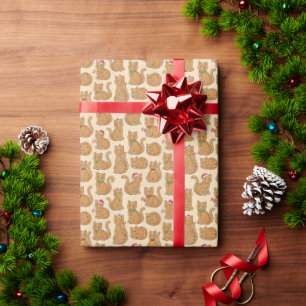Sweet Gingerbread Cats Christmas Icing Cookie Wrapping Paper