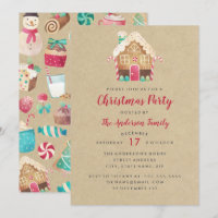 Sweet Gingerbread House Christmas Party Invitation