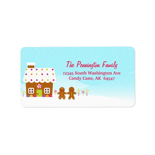 Sweet gingerbread house holiday address label (Front)