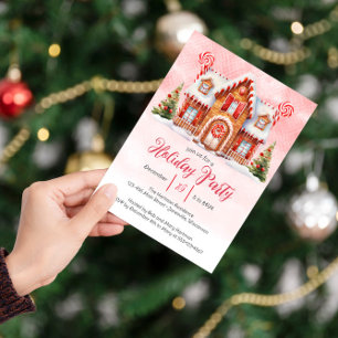 Sweet Gingerbread House Holiday Party Card