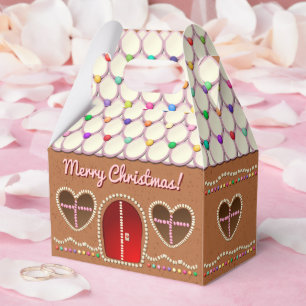 Sweet Gingerbread House With Heart Shaped Windows Favor Box