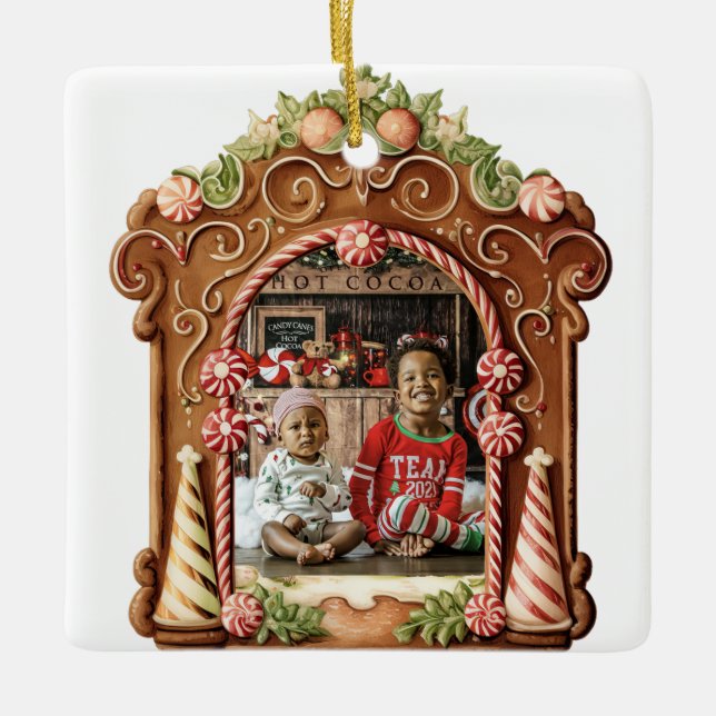 Sweet Gingerbread Photo Ceramic Ornament (Front)