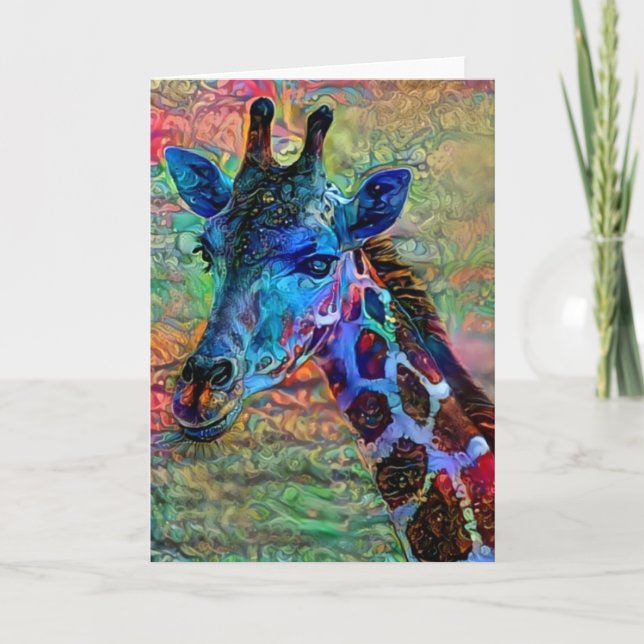 Sweet Giraffe Face Artsy Note Card (Front)