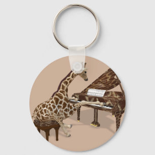 Sweet Giraffe Loves To Play Piano Keychain