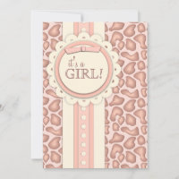 Sweet Giraffe Scrapbook Baby Shower Invite | Pink