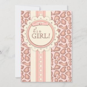 Sweet Giraffe Scrapbook Baby Shower Invite   Pink