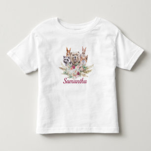 Sweet Girl Boho Woodland Forest Animals Toddler T-shirt